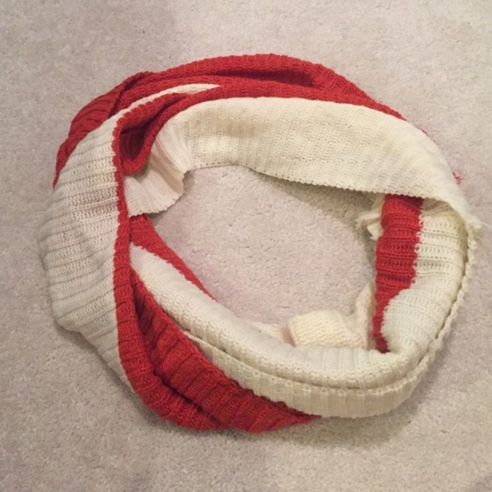 Burnt orange and cream infinity scarf